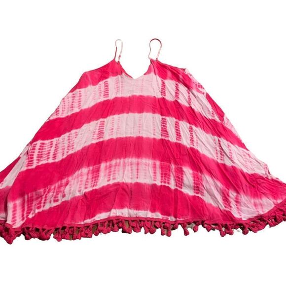 Entro Tie Dye Pink Spaghetti StrapDress Coverup M - Picture 1 of 7